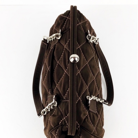 Vera Bradley Brown Quilted Floral Lining  Handbag Purse With Match Wristlet - Picture 3 of 14